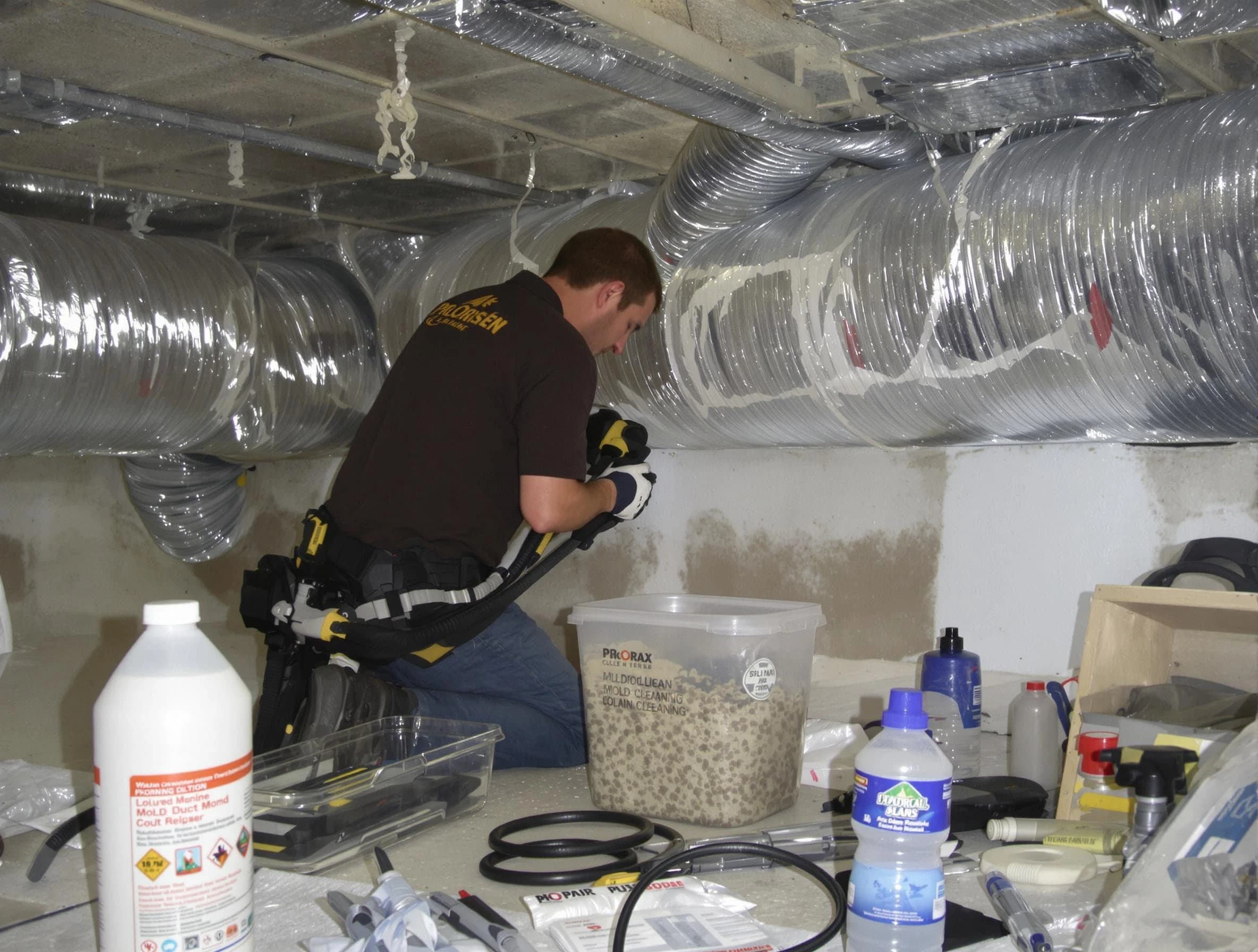 Midlothian Air Duct Cleaning specialist performing professional mold removal from air ducts in Midlothian