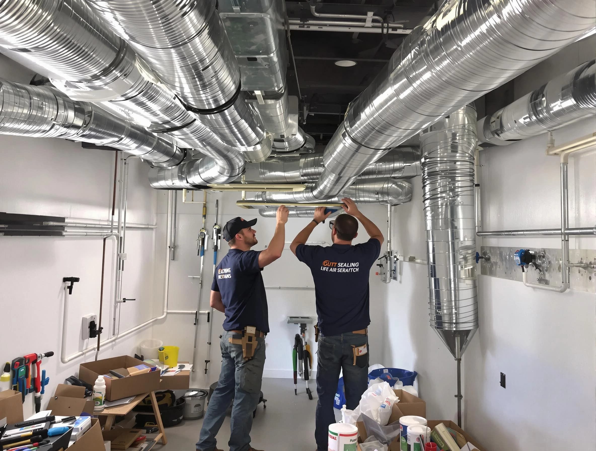 Midlothian Air Duct Cleaning technician applying professional duct sealing solutions in Midlothian
