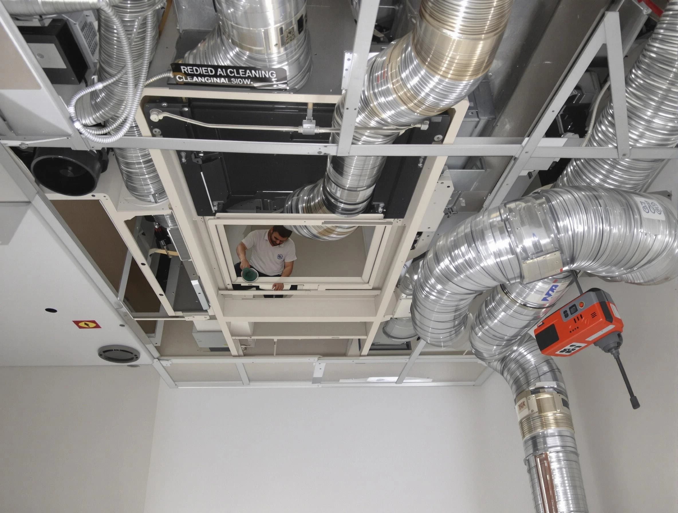 Midlothian Air Duct Cleaning technician performing detailed central duct system cleaning in Midlothian