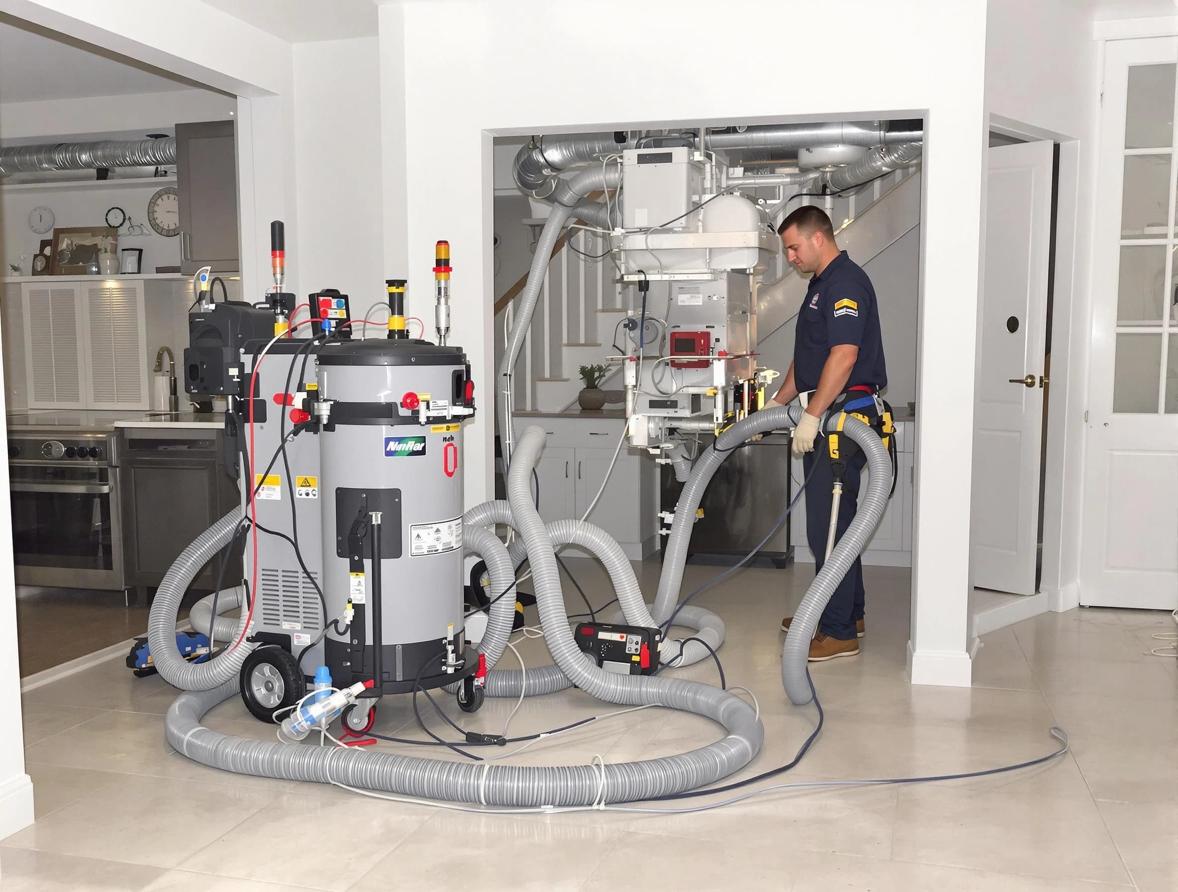 Midlothian Air Duct Cleaning technician operating negative pressure cleaning equipment for thorough duct maintenance in Midlothian