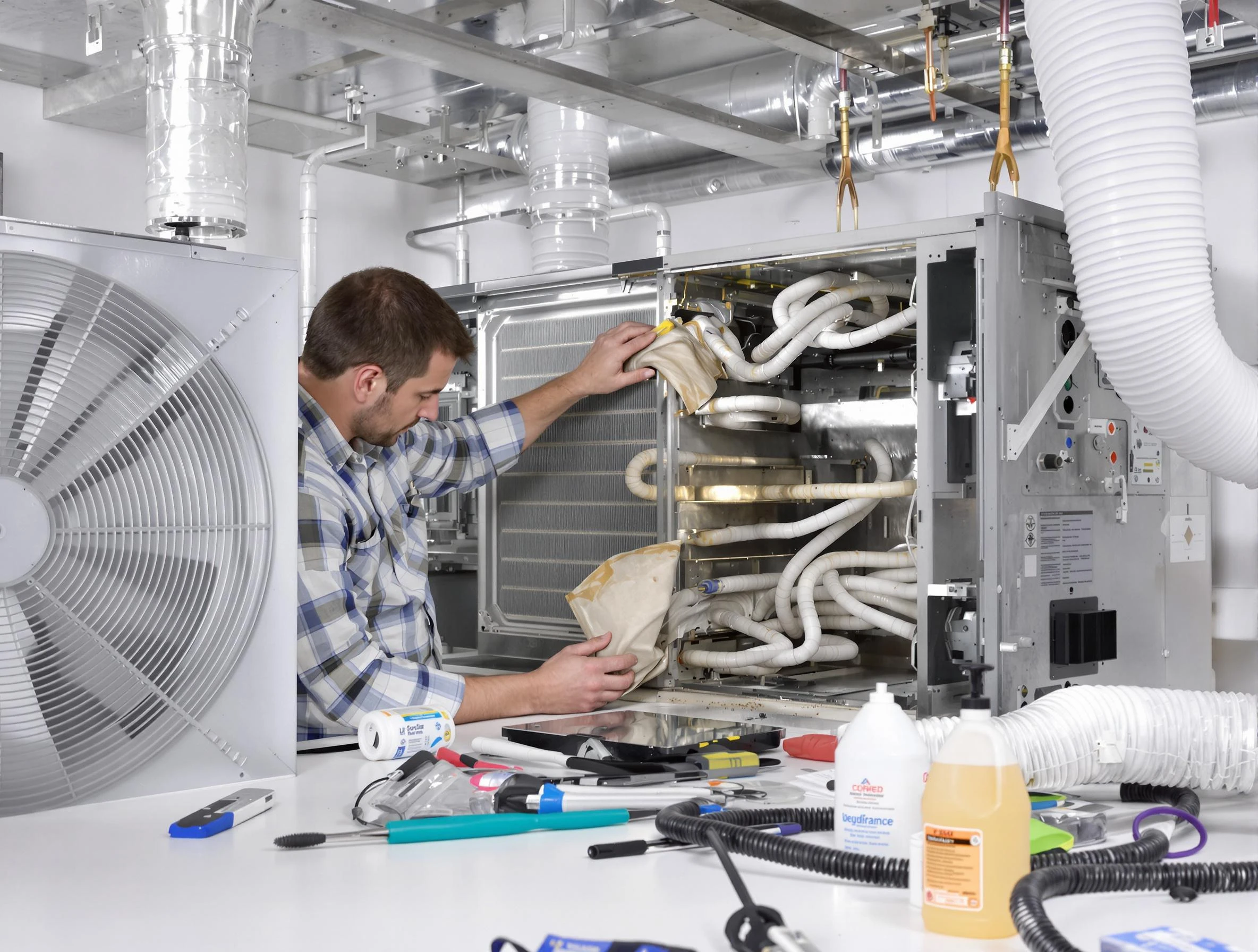 Midlothian Air Duct Cleaning specialist performing precision AC coil cleaning in Midlothian