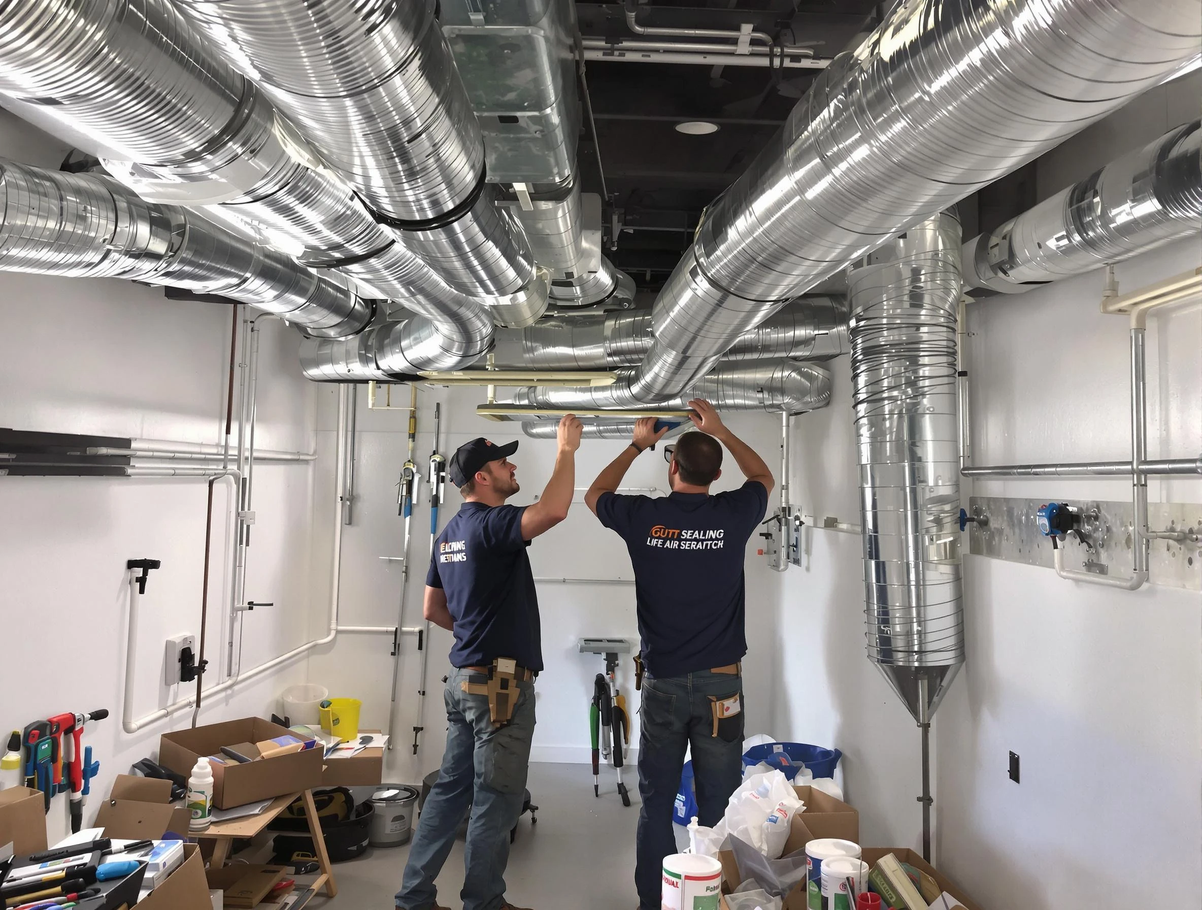 Midlothian Air Duct Cleaning technician applying professional duct sealing solutions in Midlothian