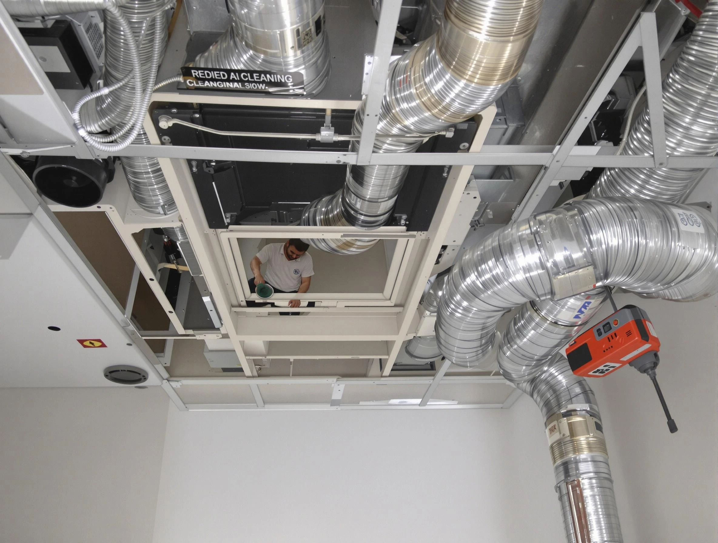 Midlothian Air Duct Cleaning technician performing detailed central duct system cleaning in Midlothian