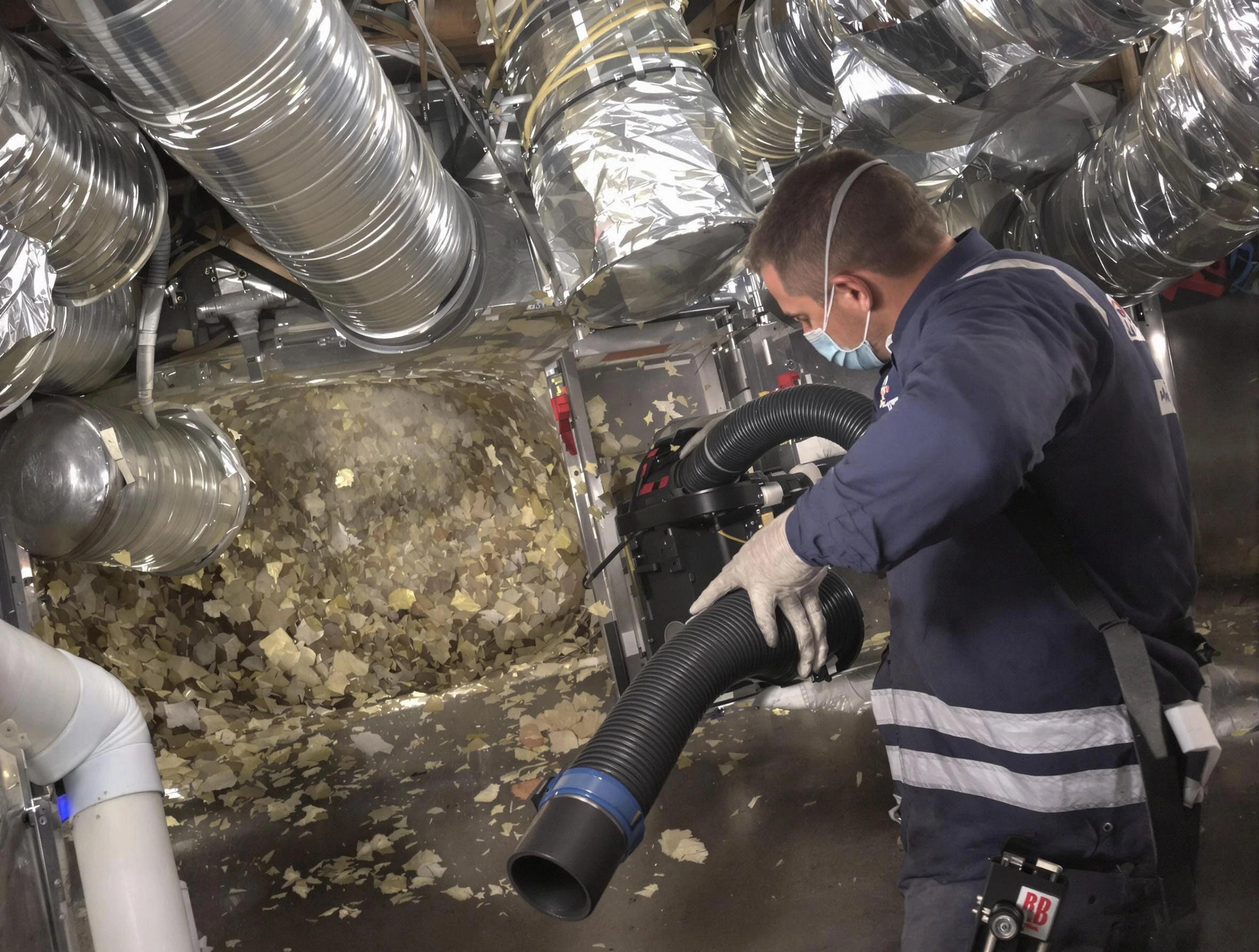 Midlothian Air Duct Cleaning specialist operating negative pressure cleaning equipment for thorough duct maintenance in Midlothian